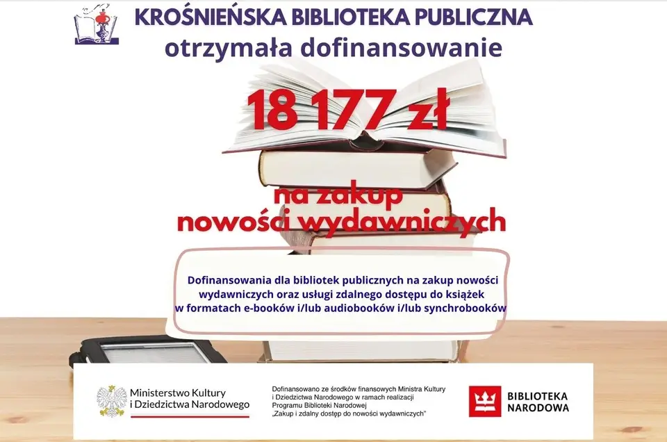 Dotacja na zakup nowości wydawniczych dla Krośnieńskiej Biblioteki Publicznej w 2026 roku