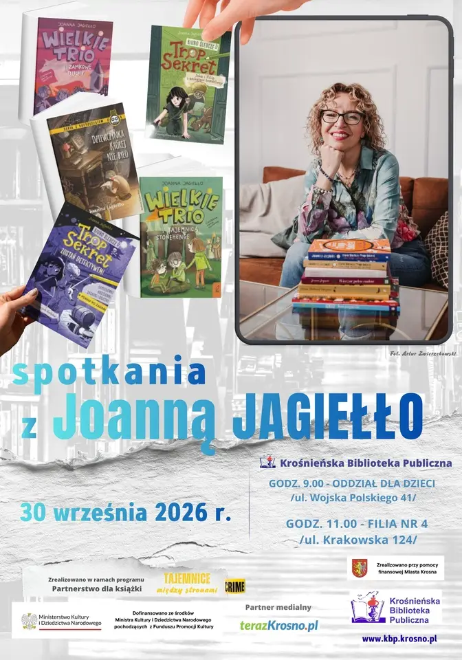 Spotkania z Joanną Jagiełło w Krośnieńskiej Bibliotece Publicznej