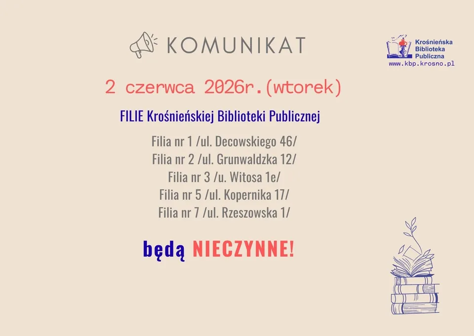 Informacje o działalności Krośnieńskiej Biblioteki Publicznej